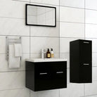 Lage kast badkamermeubelset met strak ontwerp past perfect - Zwart / 60 x 38.5 x 46 cm - Badkamermeubelsets