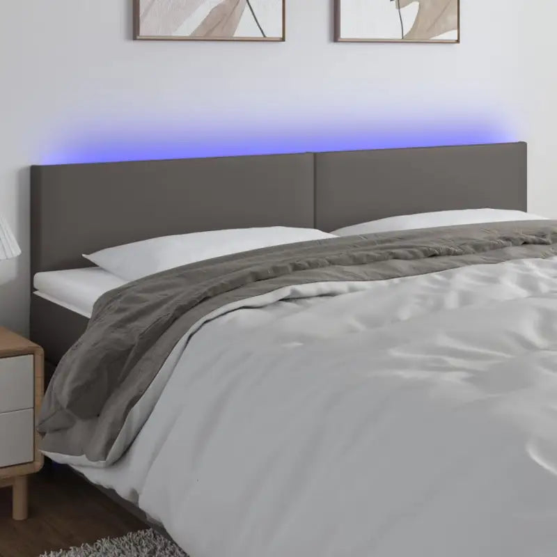 LED Hoofdbord en Voetbord in Kunstleer voor de Slaapkamer - Grijs / 180 x 5 x 78/88 cm / 1 - Hoofdborden en voetborden
