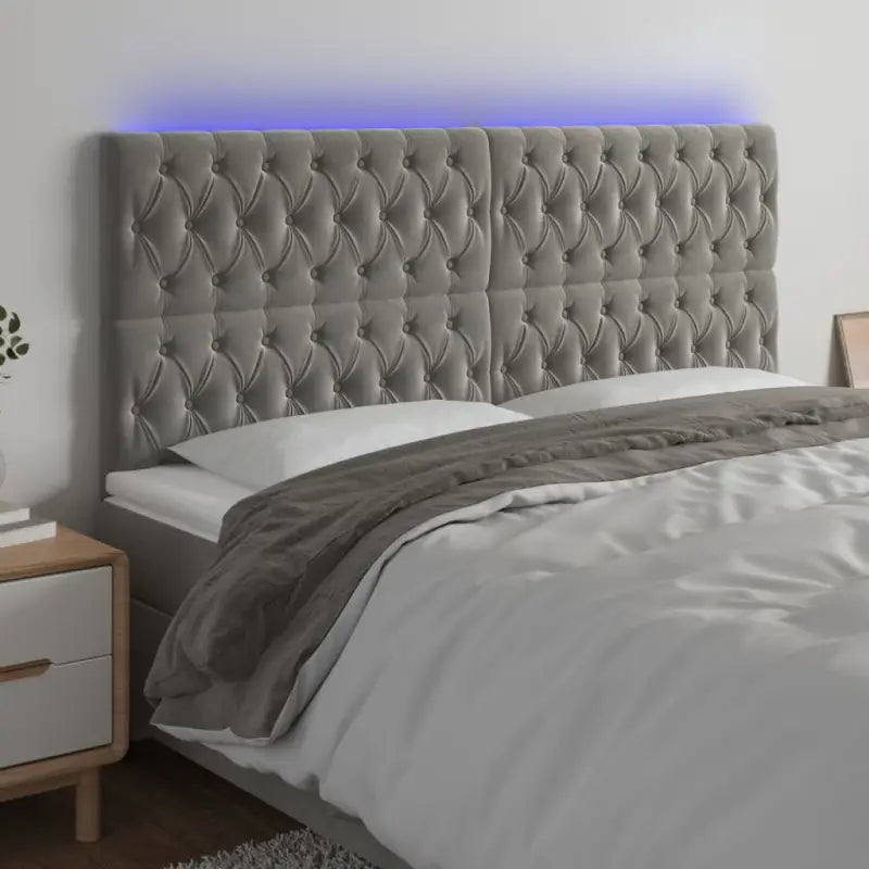 LED hoofdbord voor een modern en stijlvol slaapkameruitzicht - Lichtgrijs / 180 x 7 x 118/128 cm / 1 - Hoofdborden