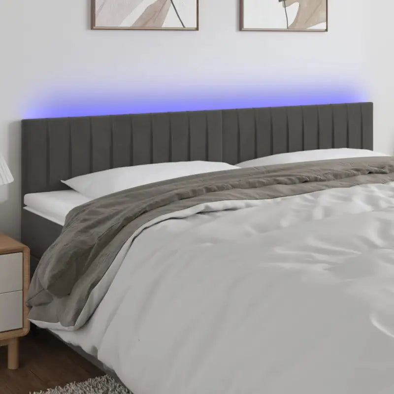 LED Hoofdbord voor een moderne slaapkamer uitstraling - Donkergrijs / 200 x 5 x 78/88 cm / 1 - Hoofdborden en voetborden