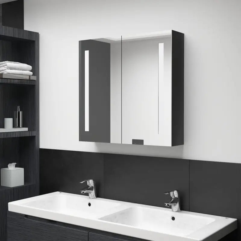 LED-Wandspiegelkast voor een moderne en sfeervolle badkamer - Glanzend zwart / 62 x 14 x 60 cm / 1 - Badkamerkaptafels