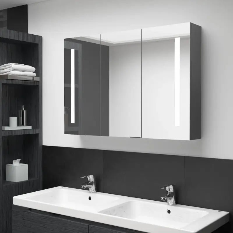 LED-Wandspiegelkast voor een moderne en sfeervolle badkamer - Grijs / 89 x 14 x 62 cm / 1 - Badkamerkaptafels