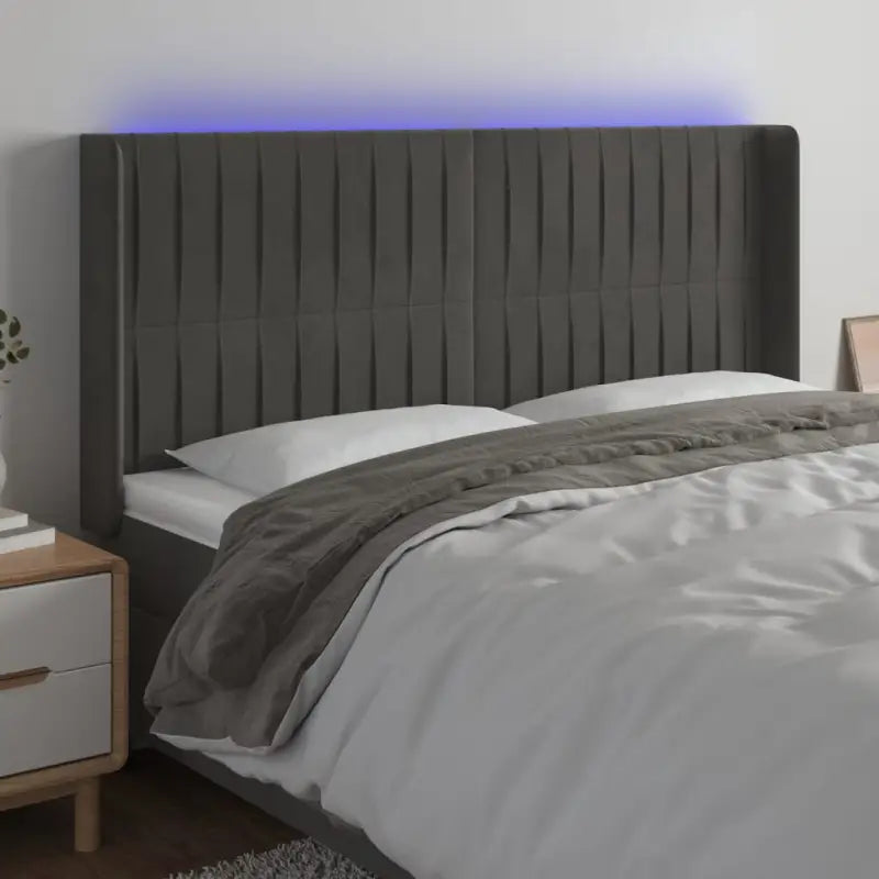 Leslicht hoofdeinde en voetbord voor een moderne slaapkamer - Donkergrijs / 183 x 16 x 118/128 cm / 1 - Hoofdborden