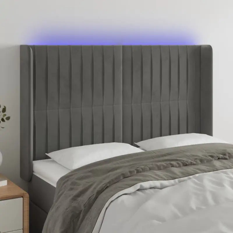 Leslicht hoofdeinde en voetbord voor een moderne slaapkamer - Lichtgrijs / 147 x 16 x 118/128 cm / 1 - Hoofdborden