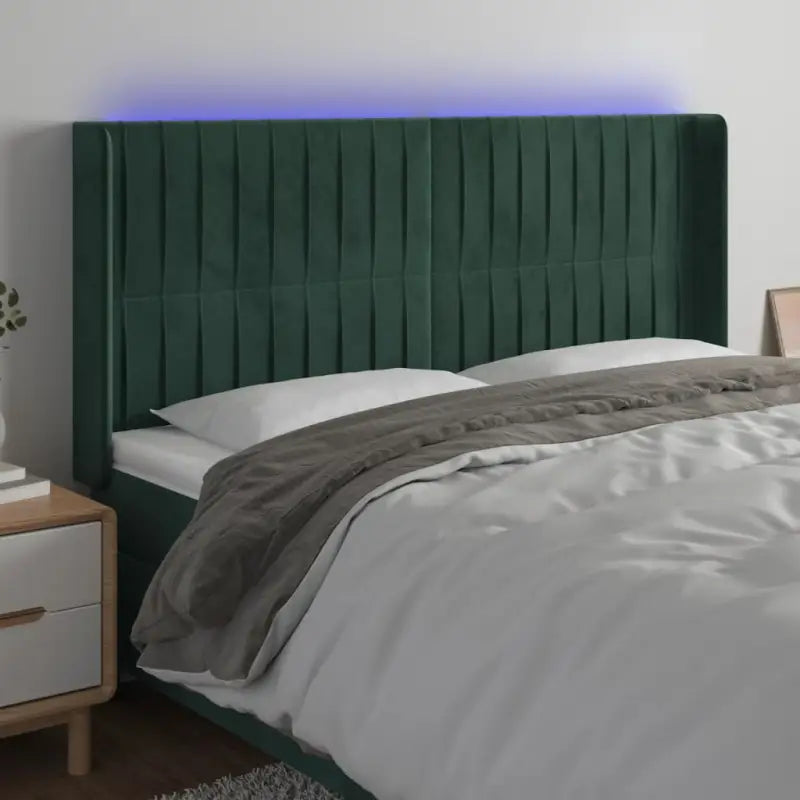 Leslicht hoofdeinde en voetbord voor een moderne slaapkamer - Donkergroen / 163 x 16 x 118/128 cm / 1 - Hoofdborden