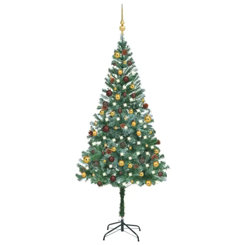 Levensechte Kerstboom met Aanpasbare Takken en Witte Uiteinden - Goud / 180 x 90 cm / 1 - Kerstbomen
