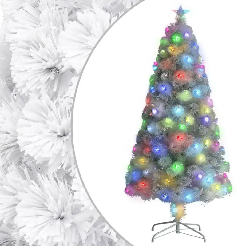 Levensechte Kunstkerstboom met LED en glasvezelverlichting - Wit / 120 x 60 cm / 1 - Kerstbomen