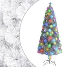 Levensechte Kunstkerstboom met LED en glasvezelverlichting - Wit / 210 x 90 cm / 1 - Kerstbomen