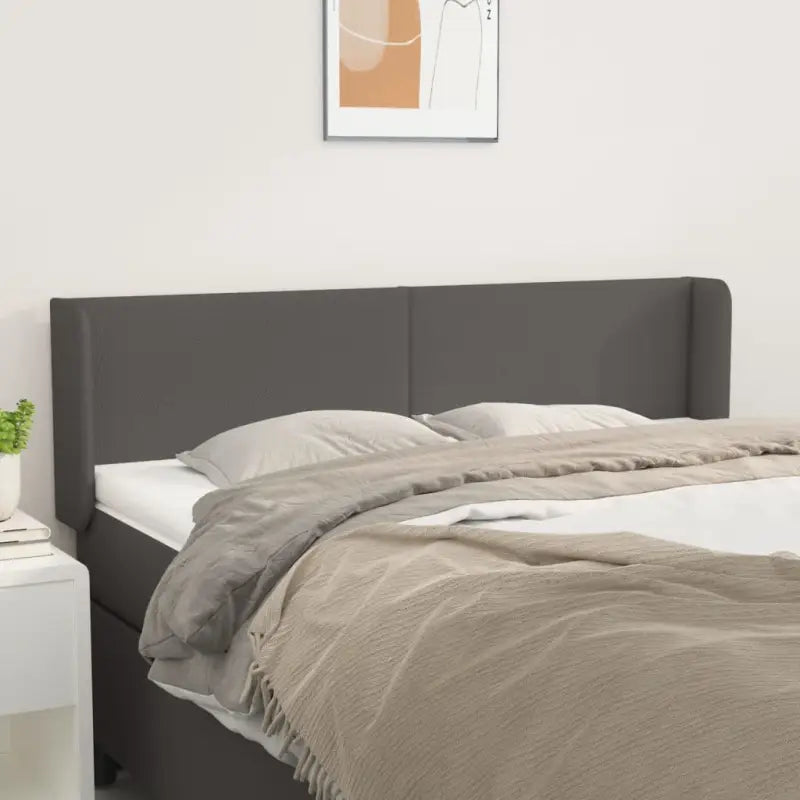 Levering bevat een klassiek hoofdbord met trendy ontwerp en hoogwaardig kunstleer - Grijs / 147 x 16 x 78/88 cm / 1