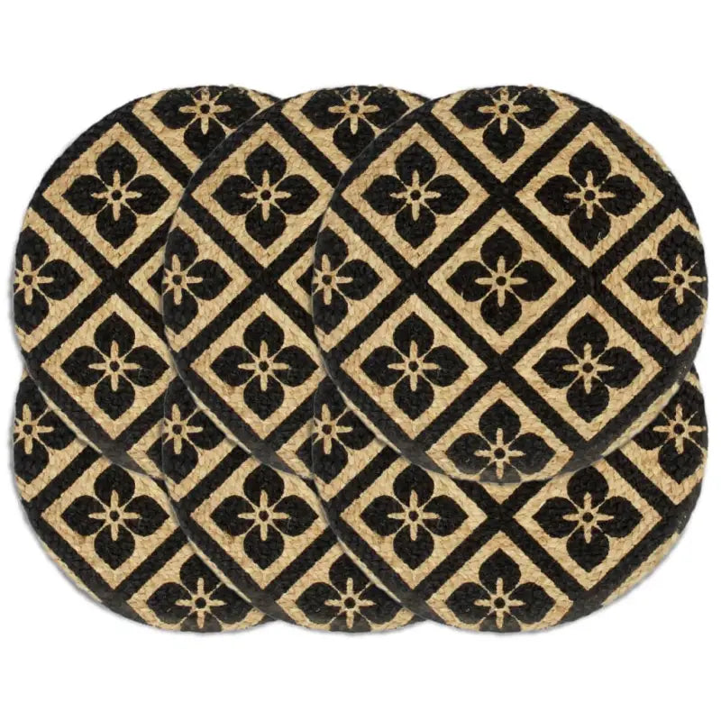 Levering bevat handgeweven jute placemats voor een unieke keukenlook - Zwart / 6 / Jute - Placemats