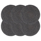 Levering bevat handgeweven jute placemats voor een unieke keukenlook - Donkergrijs / 6 / Jute - Placemats