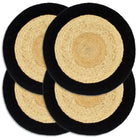 Levering bevat handgeweven jute placemats voor een unieke keukenlook - Zwart / 4 / Jute en katoen - Placemats