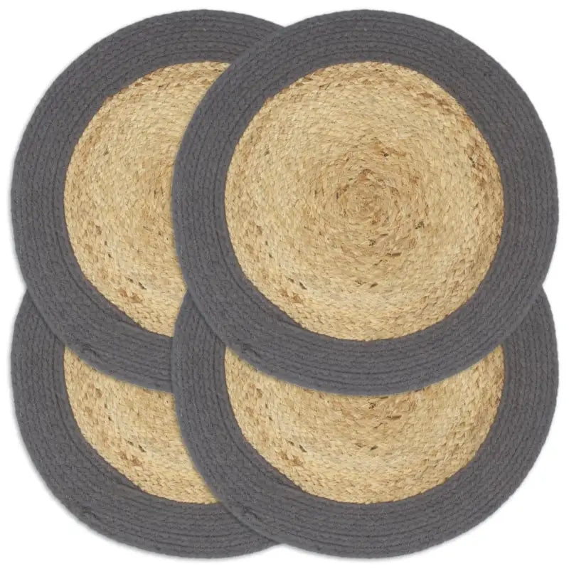Levering bevat handgeweven jute placemats voor een unieke keukenlook - Antraciet / 4 / Jute en katoen - Placemats
