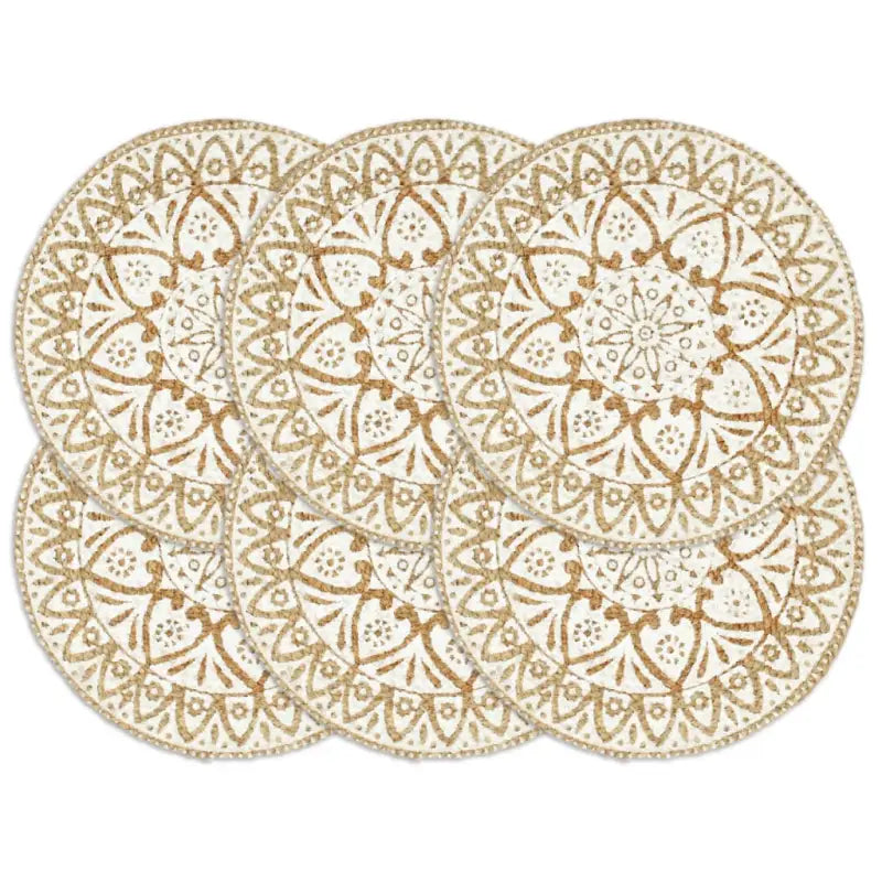 Levering bevat handgeweven jute placemats voor een unieke keukenlook - Wit / 6 / Jute - Placemats