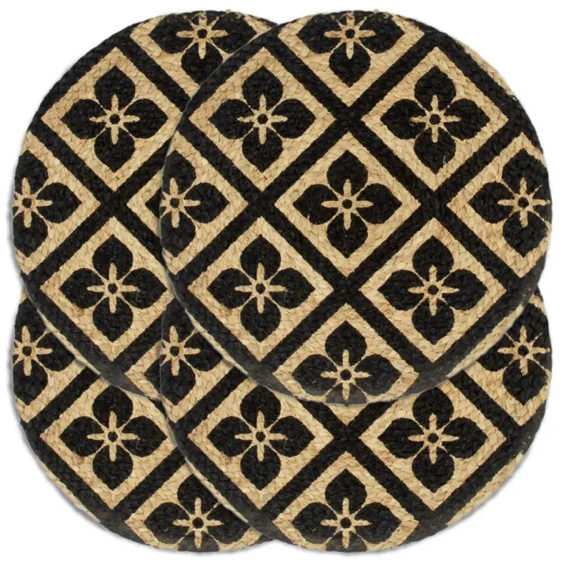 Levering bevat handgeweven jute placemats voor een unieke keukenlook - Zwart / 4 / Jute - Placemats