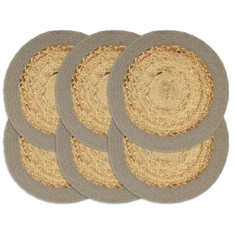 Levering bevat handgeweven jute placemats voor een unieke keukenlook - Grijs / 6 / Jute en katoen - Placemats