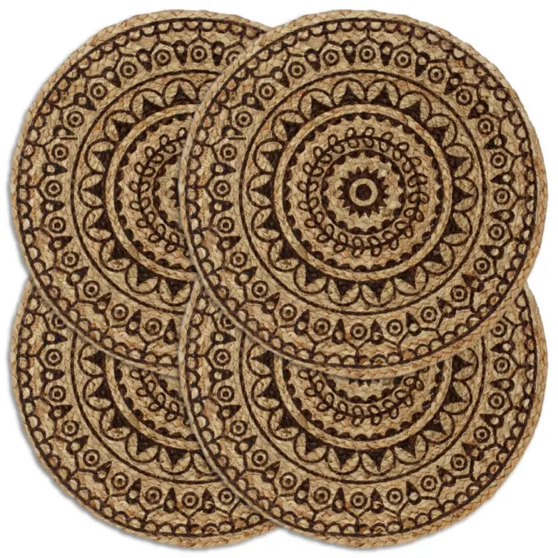 Levering bevat handgeweven jute placemats voor een unieke keukenlook - Donkerbruin / 4 / Jute - Placemats