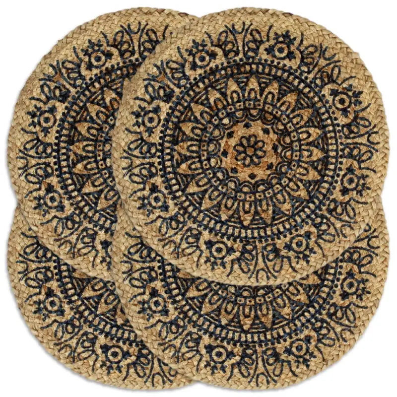 Levering bevat handgeweven jute placemats voor een unieke keukenlook - Donkerblauw / 4 / Jute - Placemats