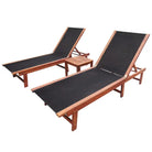 Lichte geoliede acaciahouten ligstoelset met bijzettafel voor tuinplezier - Zwart / 1 / 2x Ligbed + Tafel - Ligstoelen