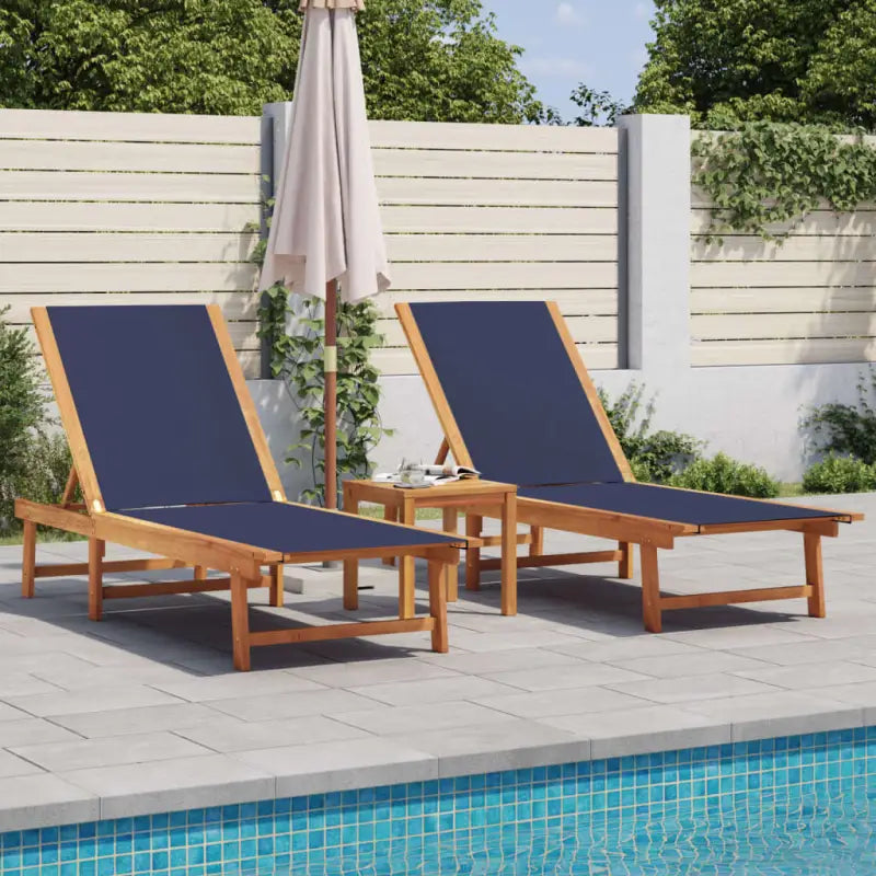 Lichte geoliede acaciahouten ligstoelset met bijzettafel voor tuinplezier - Blauw / 1 / 2x Ligbed - Ligstoelen