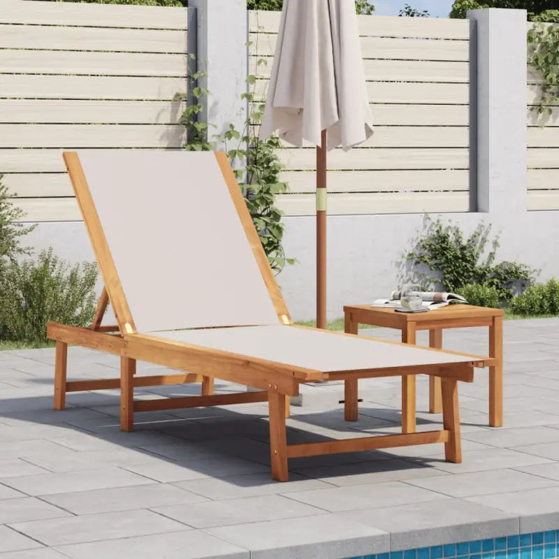 Lichte geoliede acaciahouten ligstoelset met bijzettafel voor tuinplezier - Grijs / 1 / Ligbed - Ligstoelen
