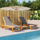 Lichte geoliede acaciahouten ligstoelset met bijzettafel voor tuinplezier - Zwart / 1 / 2x Ligbed - Ligstoelen