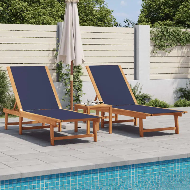 Lichte geoliede acaciahouten ligstoelset met bijzettafel voor tuinplezier - Blauw / 1 / 2x Ligbed + Tafel - Ligstoelen