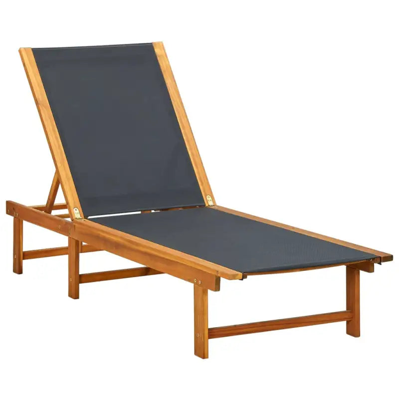 Lichte geoliede acaciahouten ligstoelset met bijzettafel voor tuinplezier - Zwart / 1 / Ligbed - Ligstoelen