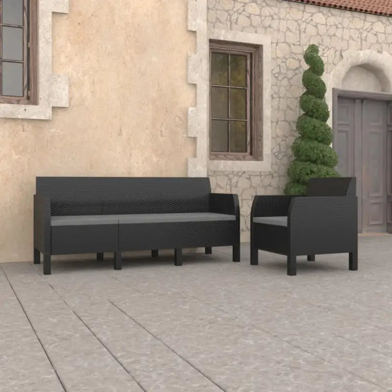 Lichte tuinset voor buitengebruik met gemakkelijk te reinigen materiaal - Driezitsbank + Fauteuil - Tuinsets