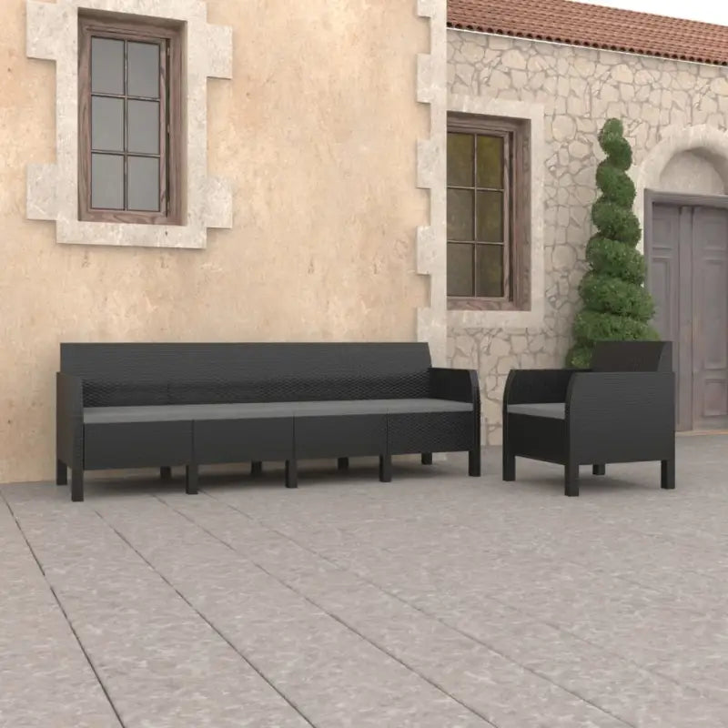 Lichte tuinset voor buitengebruik met gemakkelijk te reinigen materiaal - Vierzitsbank + Fauteuil - Tuinsets