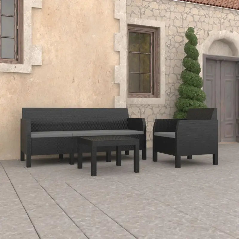 Lichte tuinset voor buitengebruik met gemakkelijk te reinigen materiaal - Driezitsbank + Fauteuil + Tafel - Tuinsets