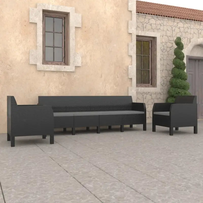 Lichte tuinset voor buitengebruik met gemakkelijk te reinigen materiaal - Vierzitsbank + 2x Fauteuil - Tuinsets