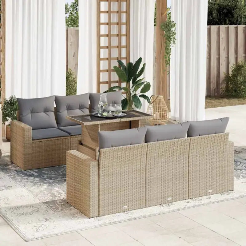 Lichte waterdichte tuinset met gepoedercoat staal in lichtgrijs materiaal - Beige en grijs / met opbergruimte - Tuinsets