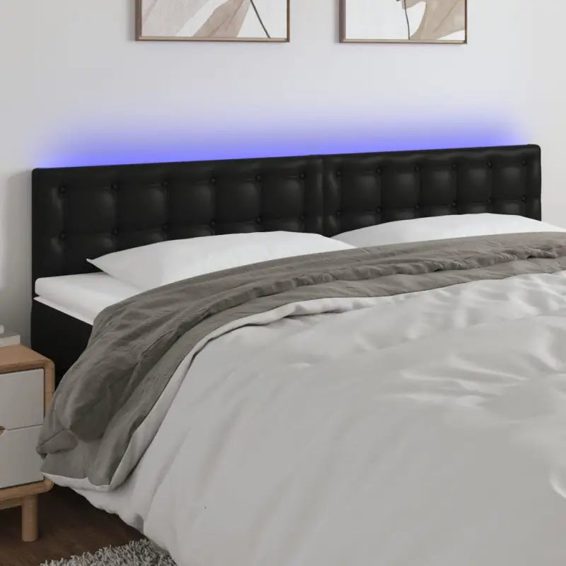 Lichtgevend Hoofdbord en Voetbord in Modern Kunstleer - Zwart / 180 x 5 x 78/88 cm / 1 - Hoofdborden en voetborden