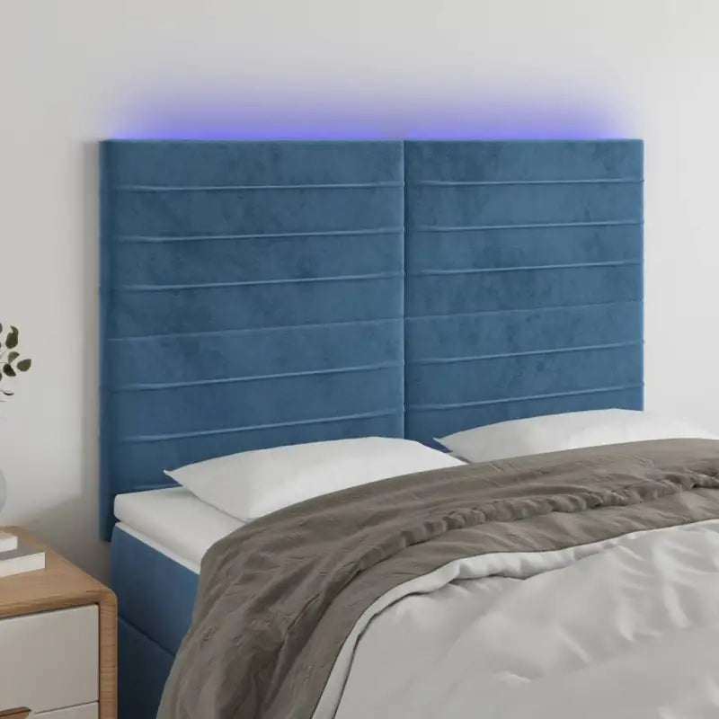 Lichtgevend hoofdbord en voetbord voor een moderne slaapkamer - Donkerblauw / 144 x 5 x 118/128 cm / 1 - Hoofdborden