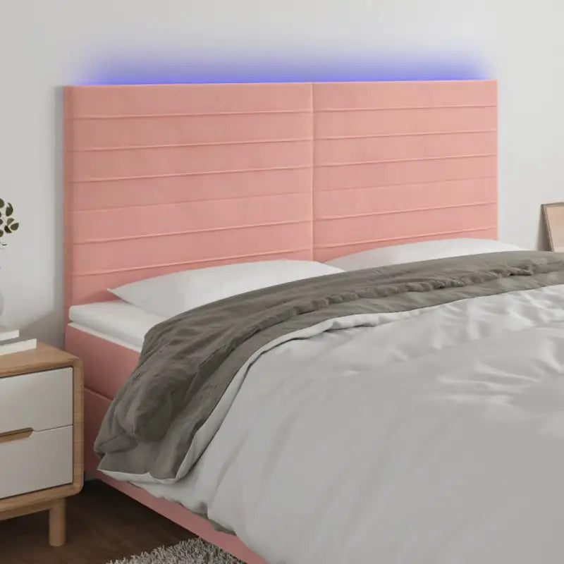 Lichtgevend hoofdbord en voetbord voor een moderne slaapkamer - Roze / 200 x 5 x 118/128 cm / 1 - Hoofdborden