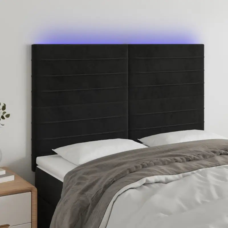 Lichtgevend hoofdbord en voetbord voor een moderne slaapkamer - Zwart / 144 x 5 x 118/128 cm / 1 - Hoofdborden