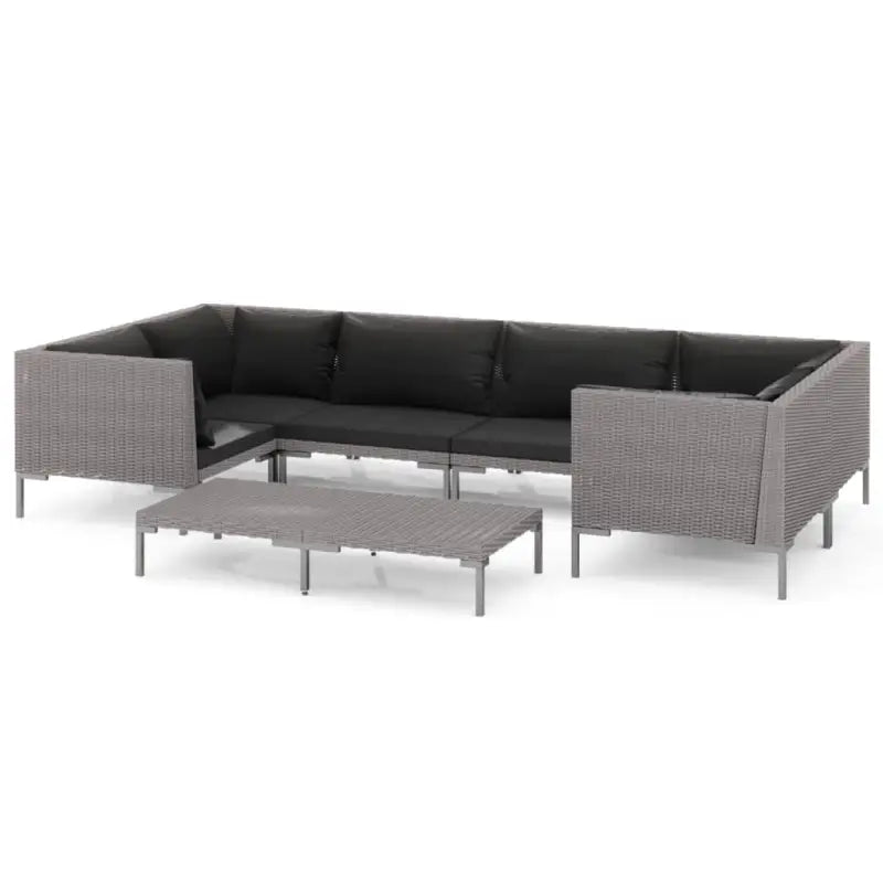 Lichtgewicht loungeset met halfrond PE-rattan en comfortabele afmetingen - 2x midden + 4x hoek + Tafel - Tuinsets