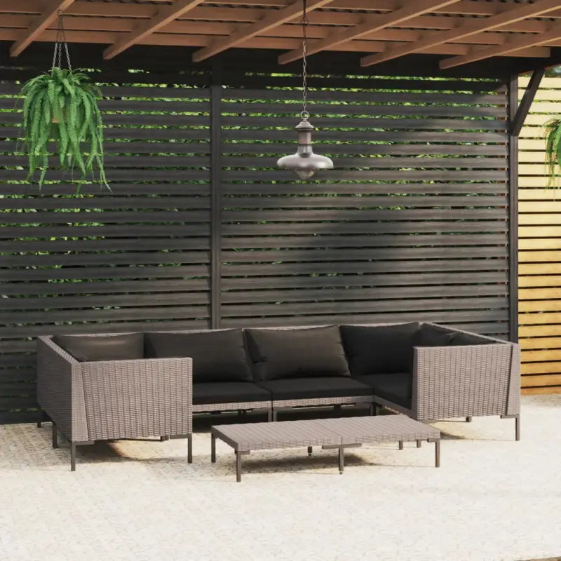 Lichtgewicht loungeset met halfrond PE-rattan en comfortabele afmetingen - 2x midden + 4x hoek + Tafel - Tuinsets