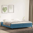 Lichtgrijs bed met multiplex lattenbodem en zacht fluweel materiaal - Donkerblauw / 180 x 220 cm / 25 cm - Bedden &
