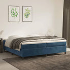 Lichtgrijs bed met multiplex lattenbodem en zacht fluweel materiaal - Donkerblauw / 200 x 200 cm / 35 cm - Bedden &