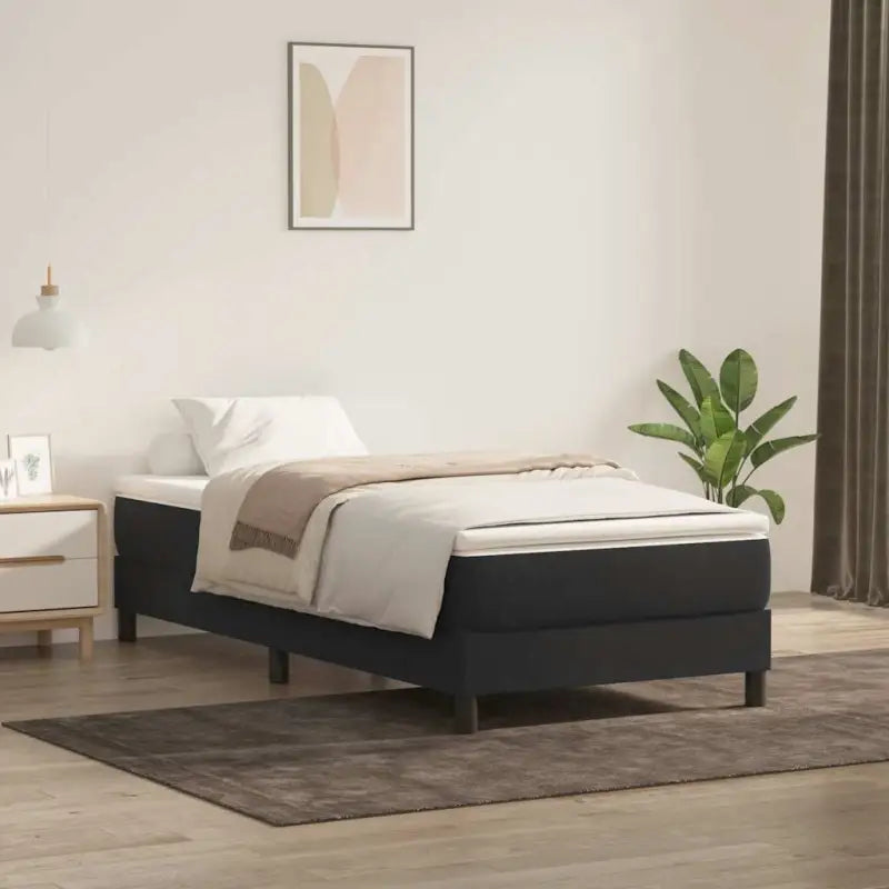 Lichtgrijs bed met multiplex lattenbodem en zacht fluweel materiaal - Zwart / 100 x 210 cm / 25 cm - Bedden & bedframes