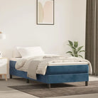 Lichtgrijs bed met multiplex lattenbodem en zacht fluweel materiaal - Donkerblauw / 90 x 200 cm / 25 cm - Bedden &