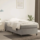Lichtgrijs bed met multiplex lattenbodem en zacht fluweel materiaal - Lichtgrijs / 100 x 200 cm / 35 cm - Bedden &