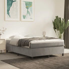 Lichtgrijs bed met multiplex lattenbodem en zacht fluweel materiaal - Lichtgrijs / 140 x 190 cm / 35 cm - Bedden &