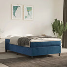 Lichtgrijs bed met multiplex lattenbodem en zacht fluweel materiaal - Donkerblauw / 120 x 200 cm / 35 cm - Bedden &