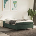 Lichtgrijs bed met multiplex lattenbodem en zacht fluweel materiaal - Donkergroen / 140 x 190 cm / 35 cm - Bedden &