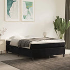 Lichtgrijs bed met multiplex lattenbodem en zacht fluweel materiaal - Zwart / 140 x 190 cm / 35 cm - Bedden & bedframes