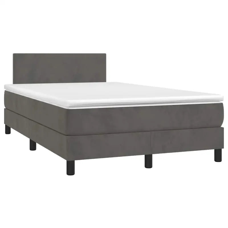 Lichtgrijs boxspring met fluweel materiaal en schuim vulling - Donkergrijs / 120 x 190 cm / Effen ontwerp - Bedden &
