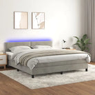 Lichtgrijs boxspring met fluweel materiaal en schuim vulling - Bedden & bedframes